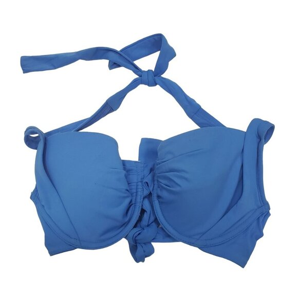 Anne Cole Women's Blue Underwire Halter Neck Tie Back Bikini Top Size S - Picture 1 of 6